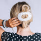 Flat Round | White Polka Dot Party | Large Hair Clip