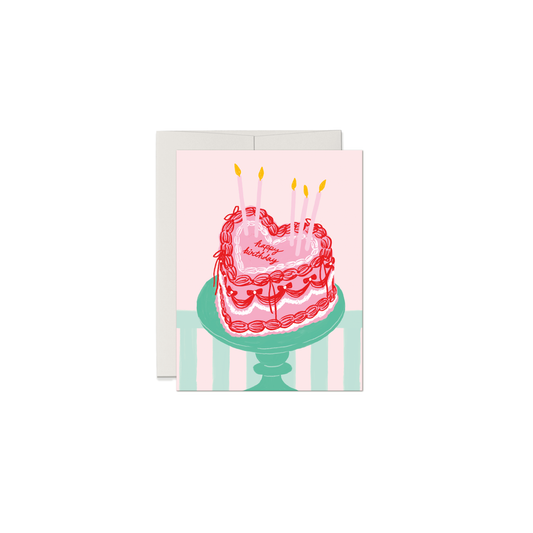 Happy Birthday Heart Cake Greeting Card