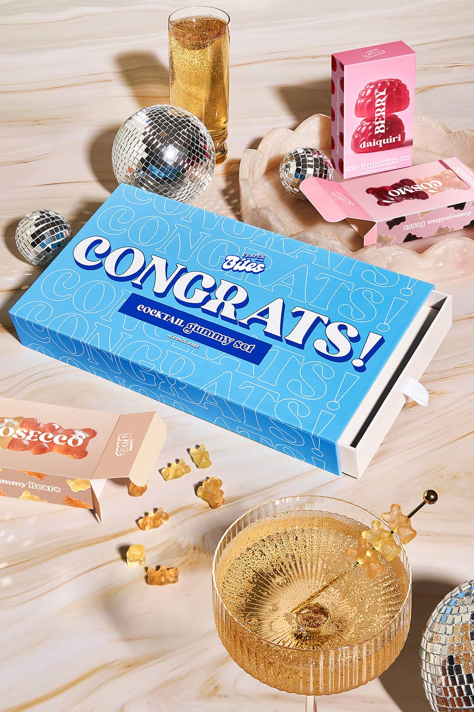 Congrats! Cocktail Flavored Gummy Gift Box, Alcohol-Free