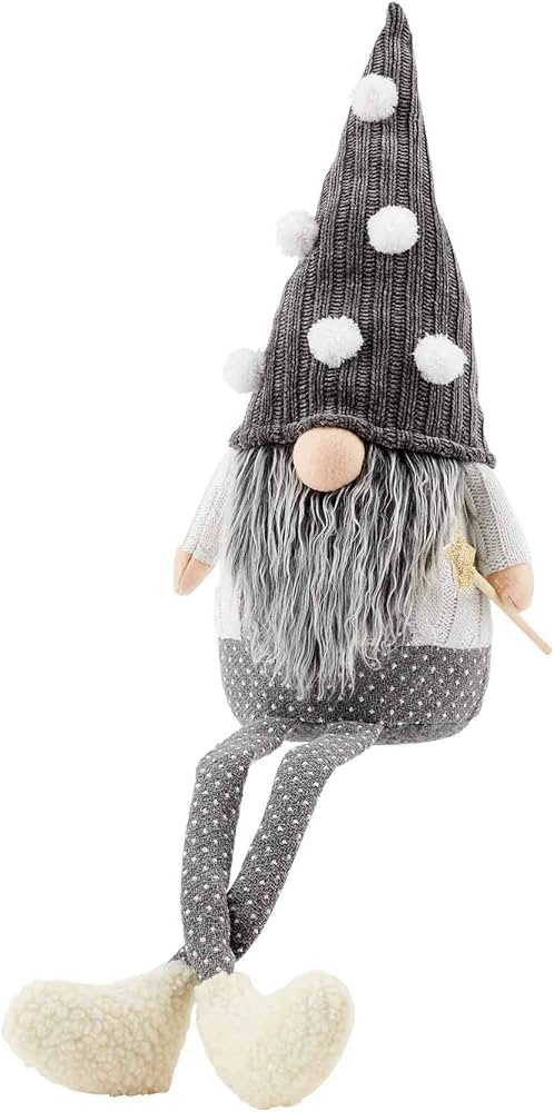 Mudpie Medium Grey Dangle Leg Gnome