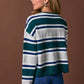Striped Soft Knit Crew Neck Button Cardigan