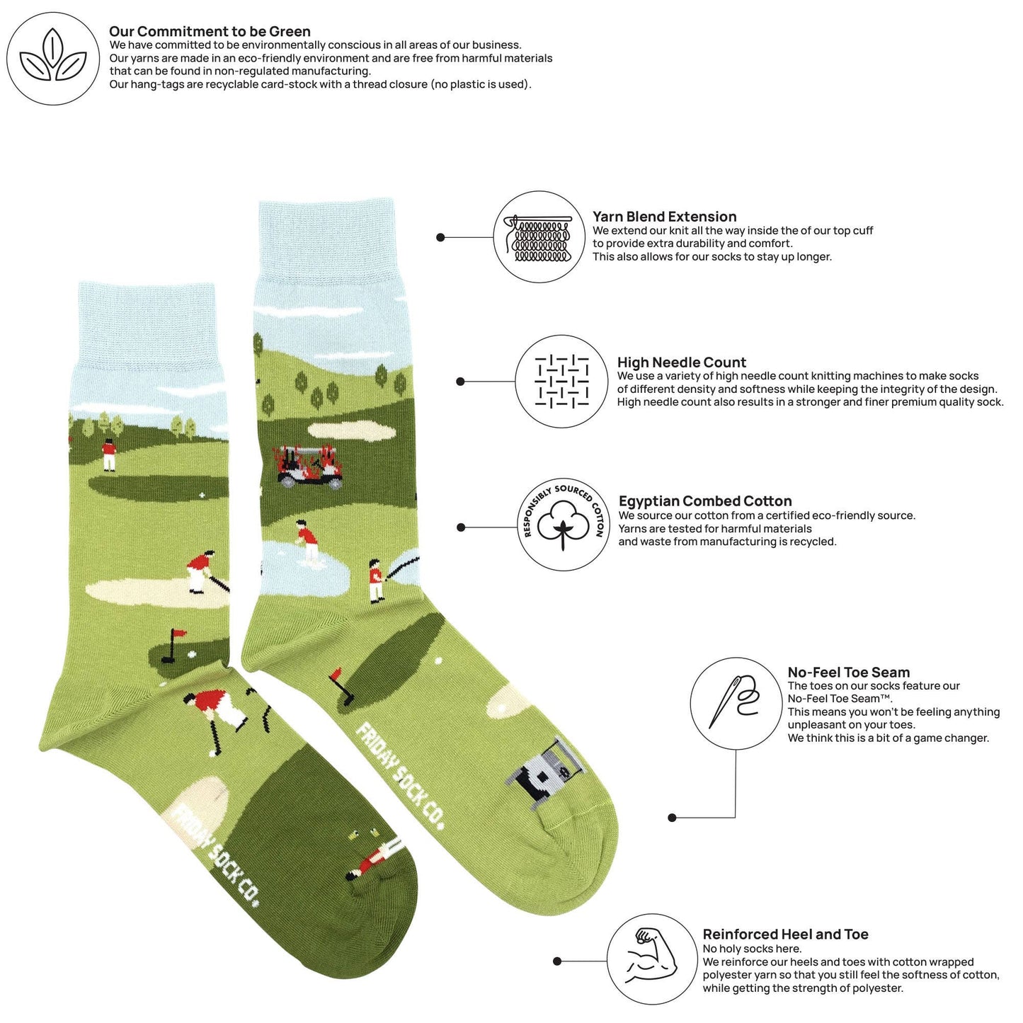Men's Funny Golf Scene Mid-Calf Socks