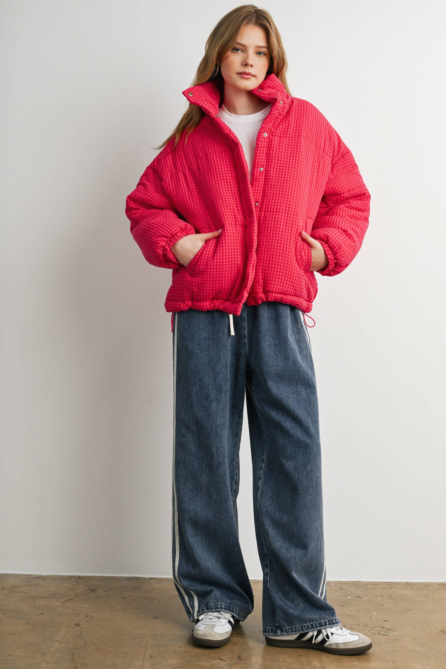 Side Stripe Wide Leg Denim Pants