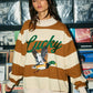 Lucky Duck Striped Mockneck Sweatshirt