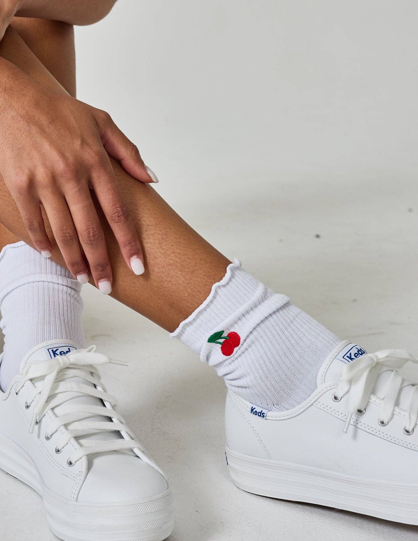 Everyday Ruffle Sock: Cherries