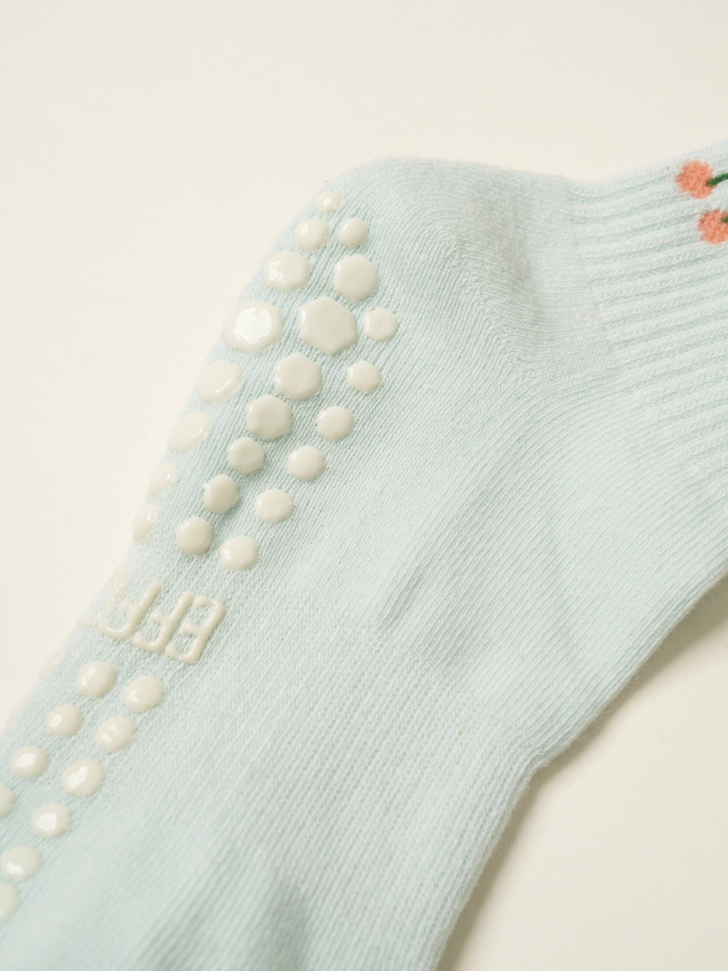 Cherry Ruffle Grip Sock [Baby Blue], Pilates Socks