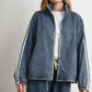 Oversized Denim Zip-Up Track Jacket