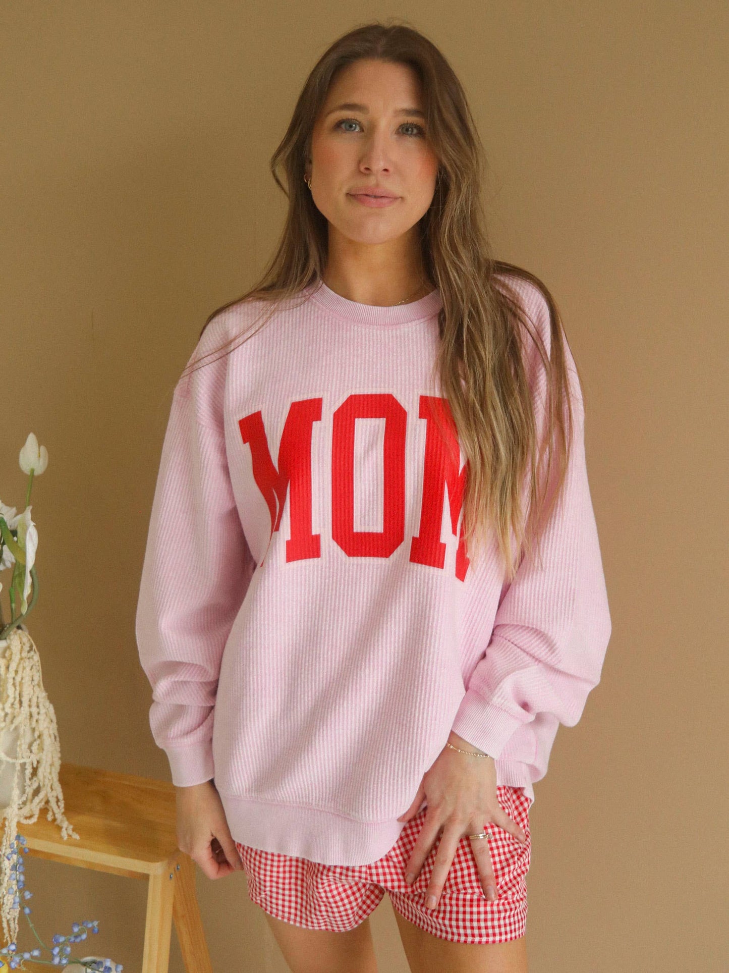 Charlie Southern Classic Pink Mom Corded Crew