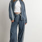 Side Stripe Wide Leg Denim Pants