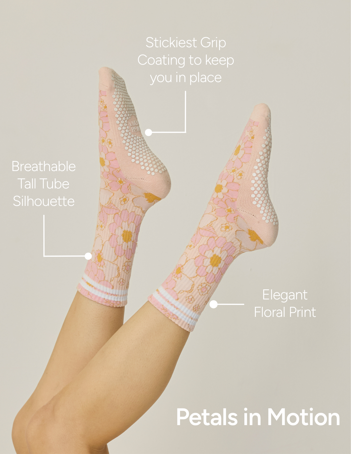 The Floral Grip Sock: Blue Roses
