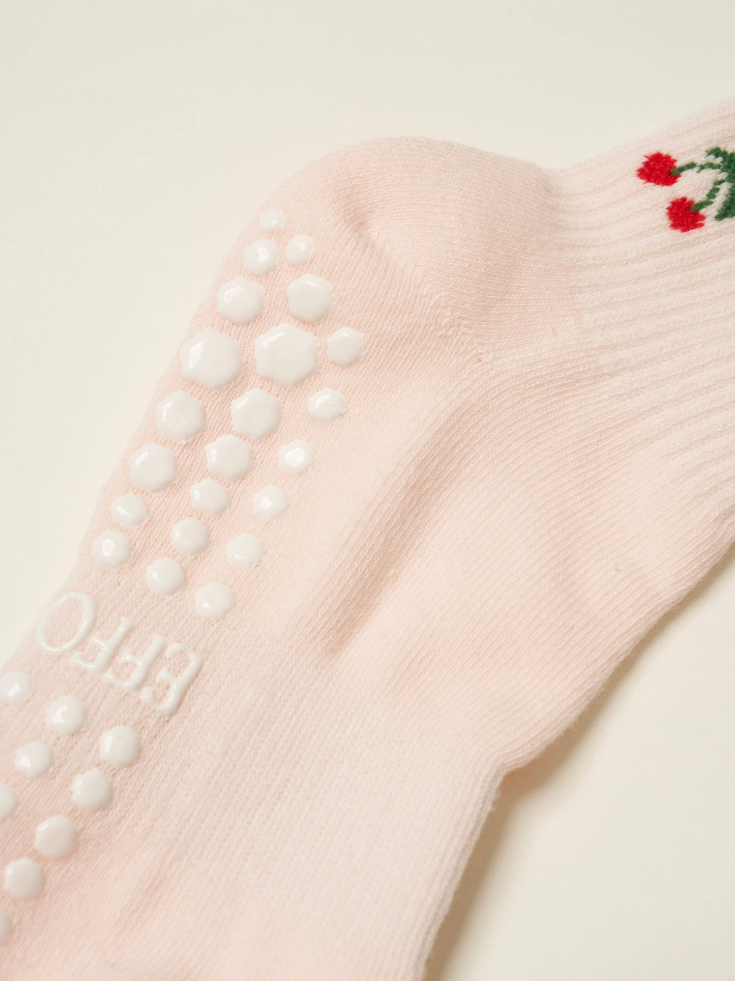 Cherry Ruffle Grip Sock [Baby Pink], Pilates Socks