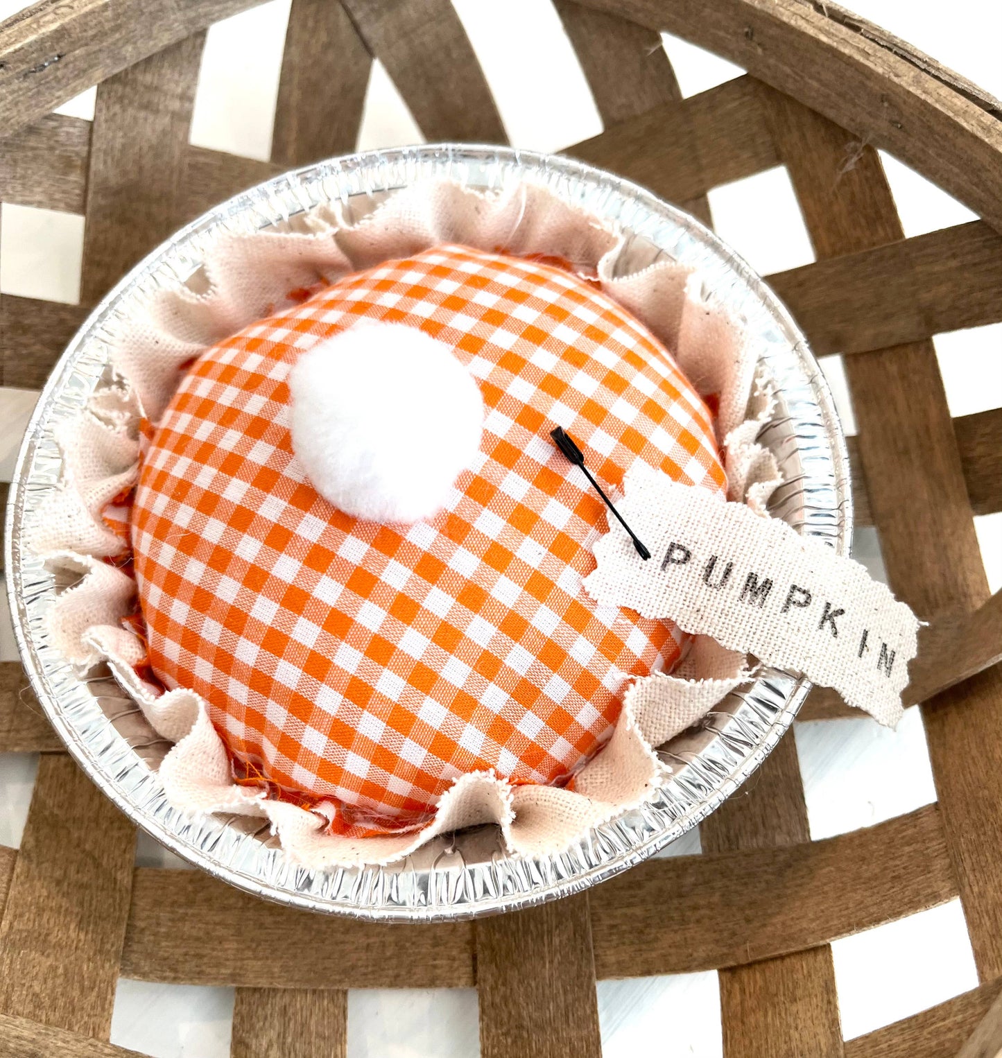 Mini Rustic Fabric Pie - Pumpkin Gingham