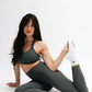 Olive Embroidered Green Striped Pilates Grip Socks Martini