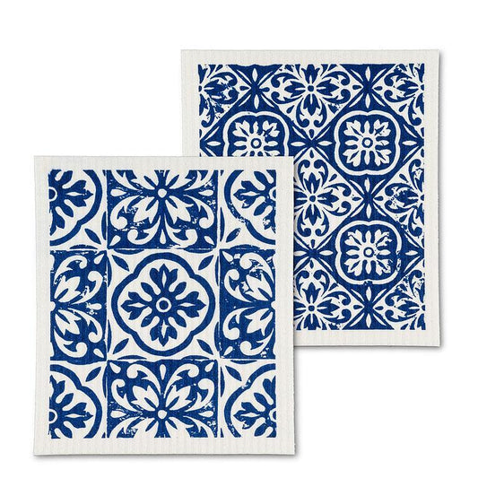 Blue Tile Set of 2 Dishcloths