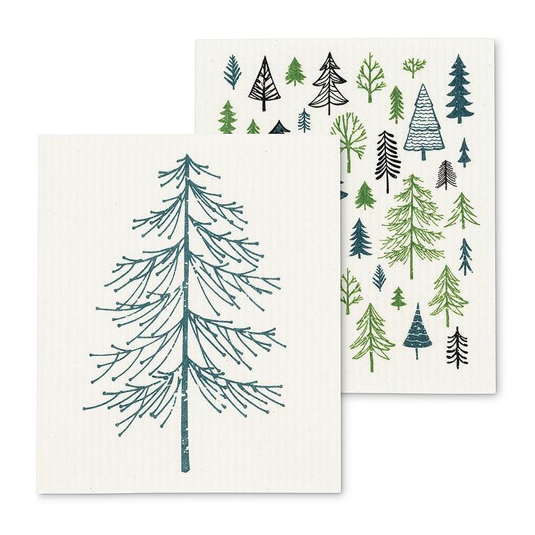 All Over Trees Set of 2 Dish Cloths