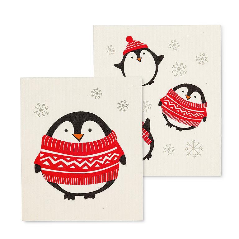 Holiday Penguin Set of 2 Dish Cloths