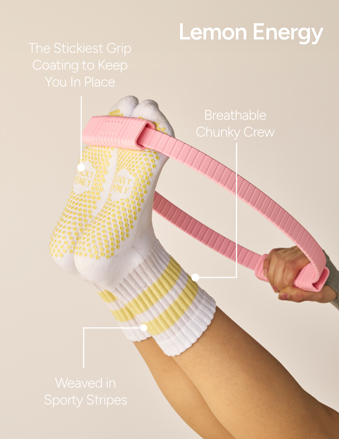 The Chunky Crew Grip Sock: Lemon