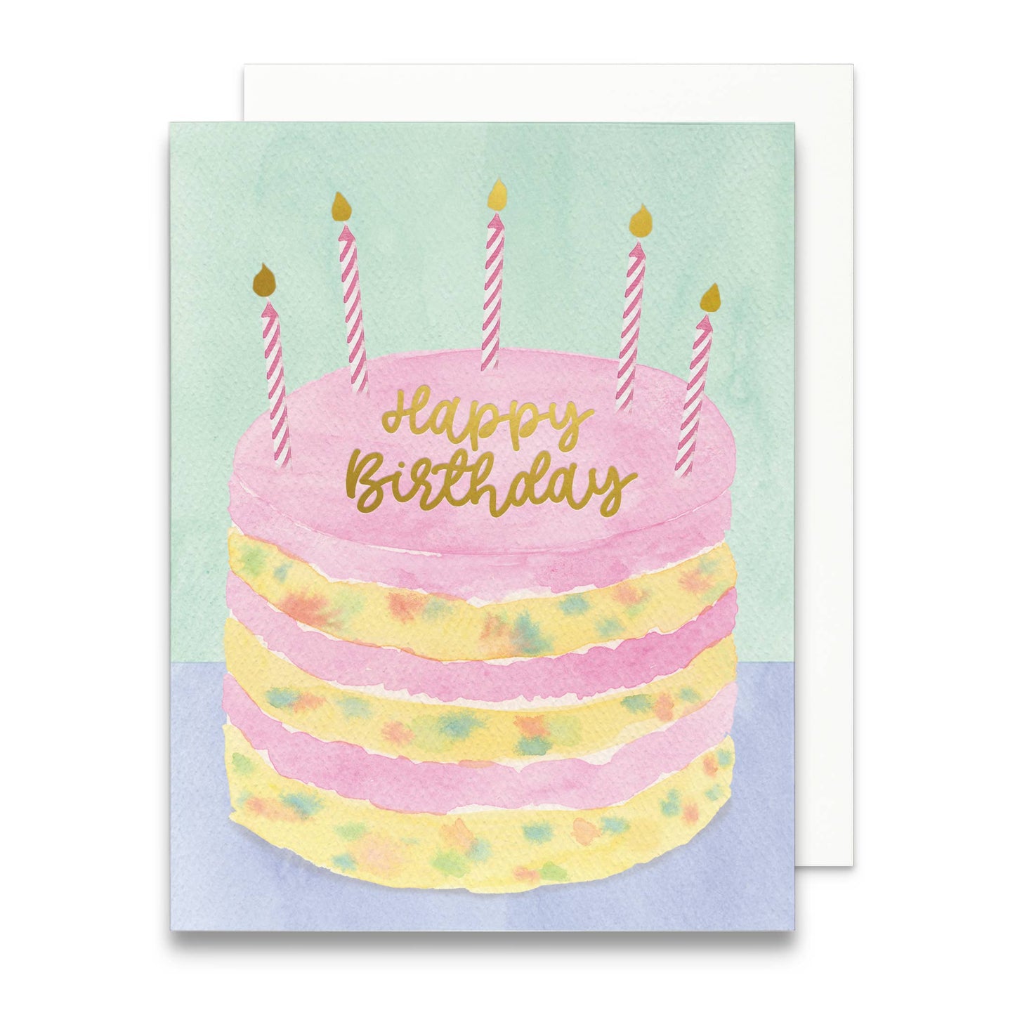 Funfetti Birthday Cake Greeting Card with Gold Foil