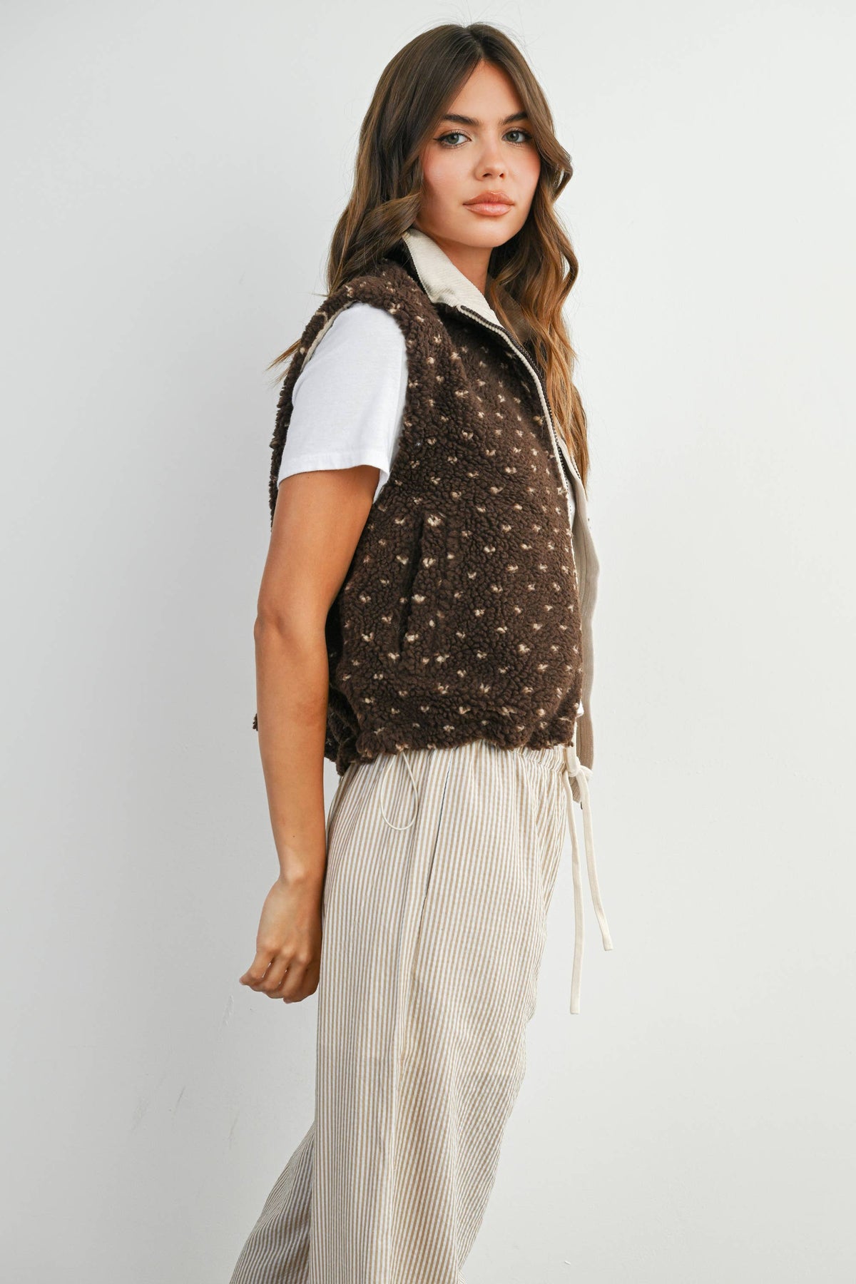 Floral Fleece Sleeveless Vest