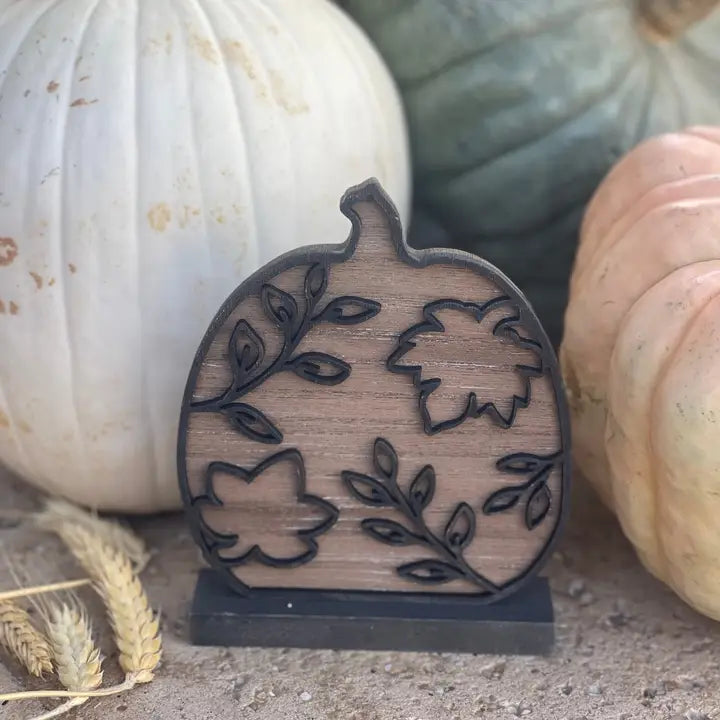 Black Laser Cut Pumpkin With Leaves