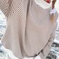 Brown and White Big Striped Mockneck Sweatshirt