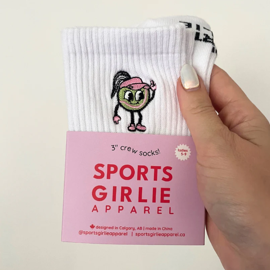 Tennis Ball Girlie Embroidered Ladies Crew Tennis Sock
