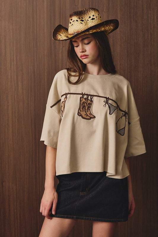 Short Sleeve Rodeo Laundry Line Top