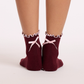 Souls. Burgundy Bow Grip Socks