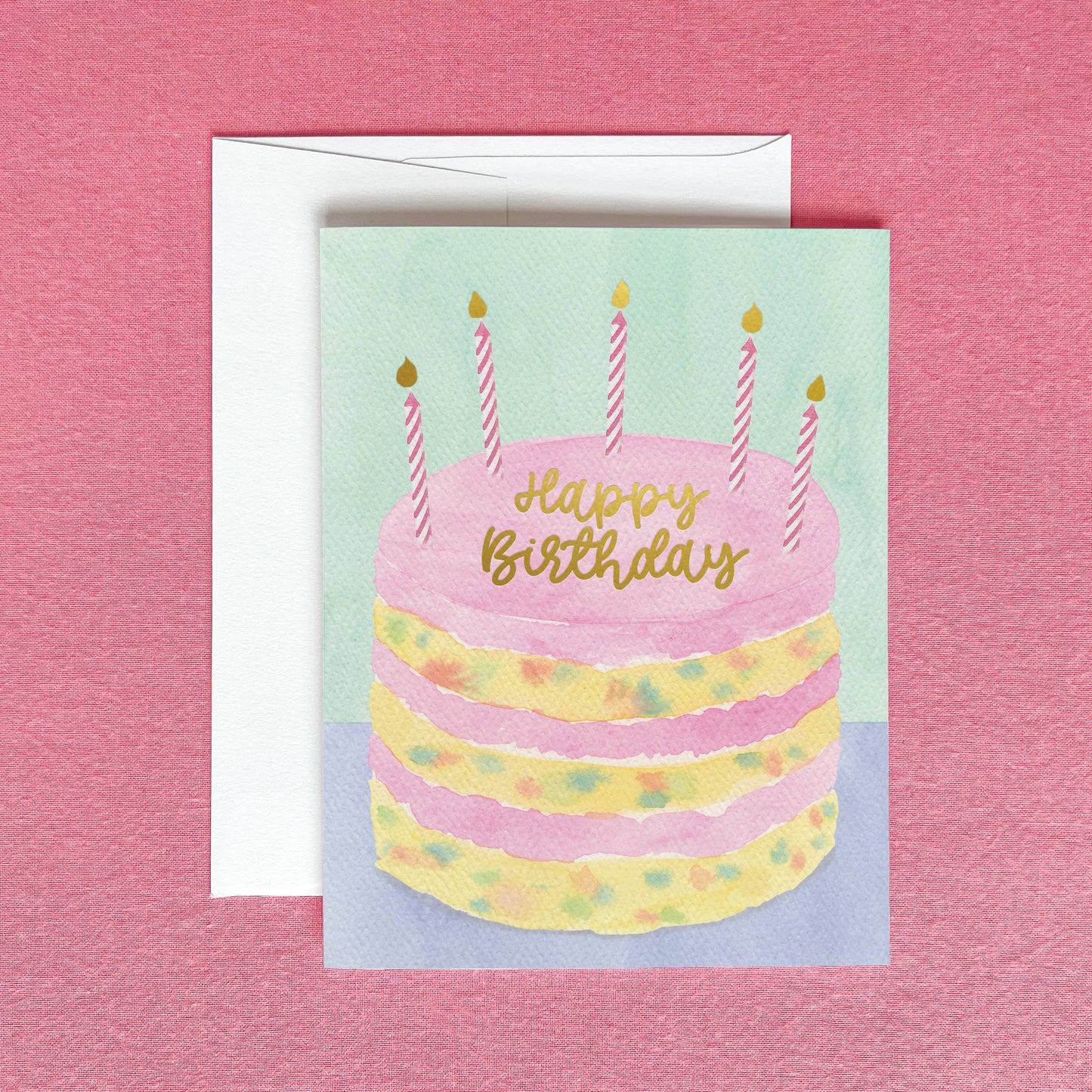 Funfetti Birthday Cake Greeting Card with Gold Foil