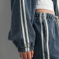 Side Stripe Wide Leg Denim Pants