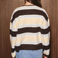 Long Sleeve Round Neck Striped Cardigan