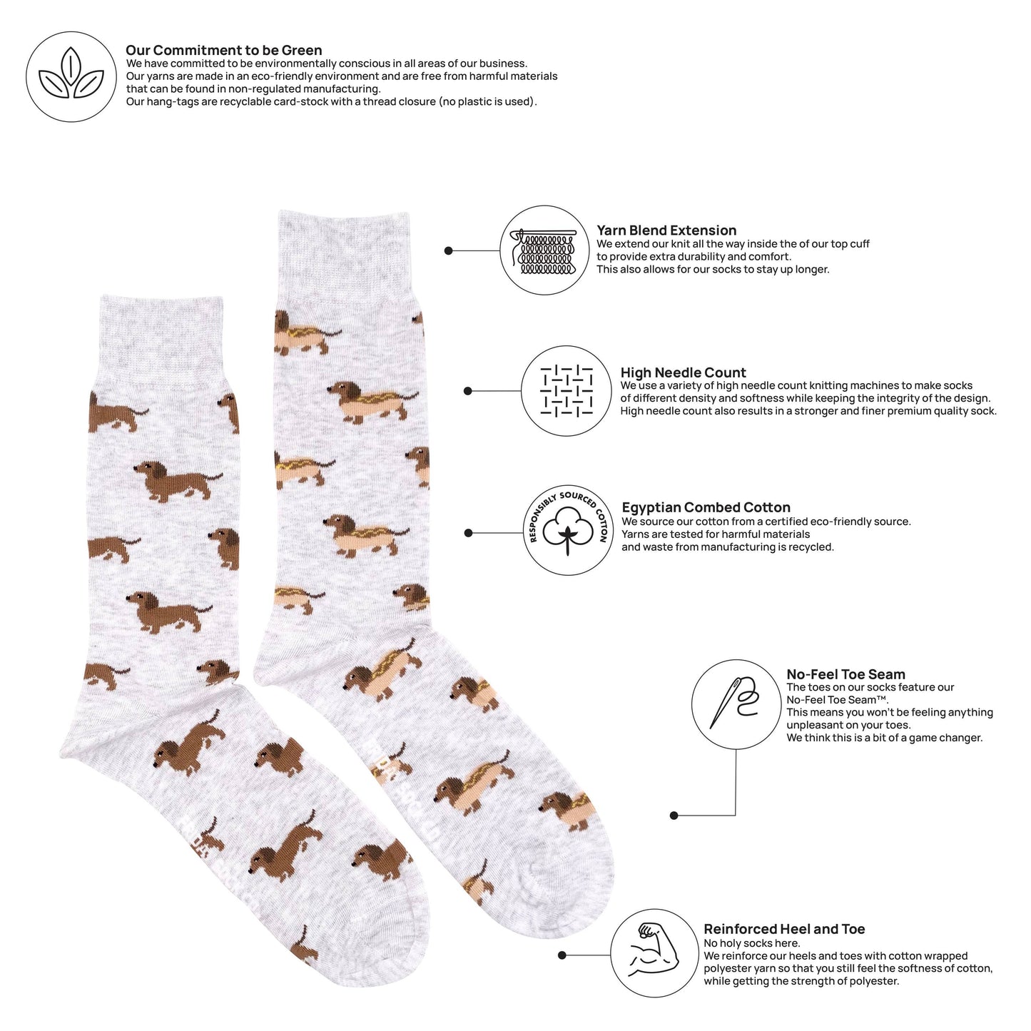 Men's Hot Dog Wiener Dog Mid-Calf Socks