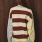 Round Neck Long Sleeve Stripe Sweater Top