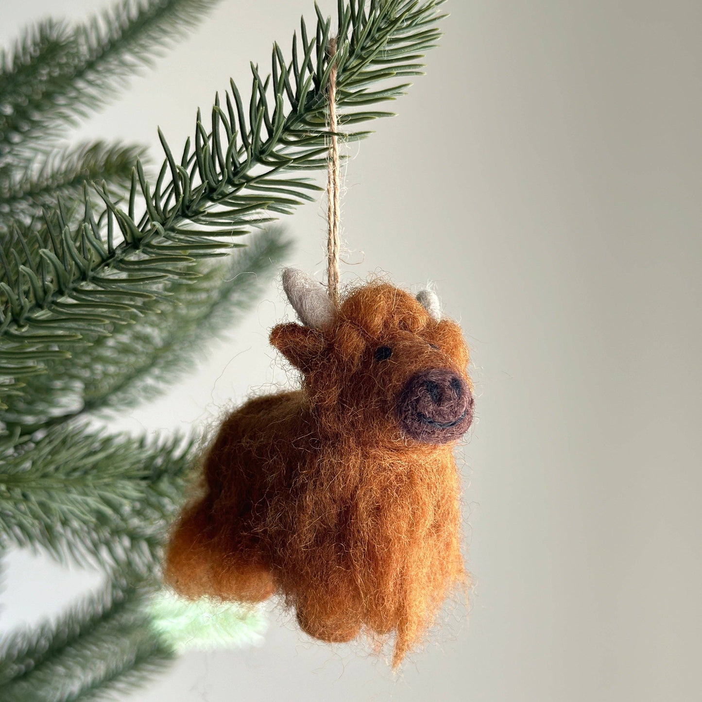 Felt Highland Cow Ornament: Brown