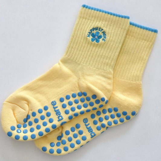 Happiest Here Grip Socks -  Yellow/Blue