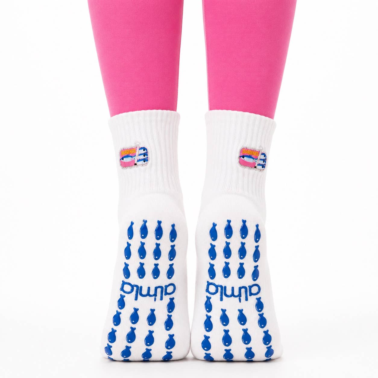 Sardine Tin Embroidered Summer Pilates Grip Socks