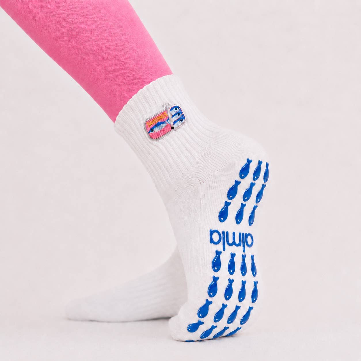 Sardine Tin Embroidered Summer Pilates Grip Socks