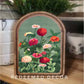 Arch Top Vintage Zinnias Framed Art    : 6x8"