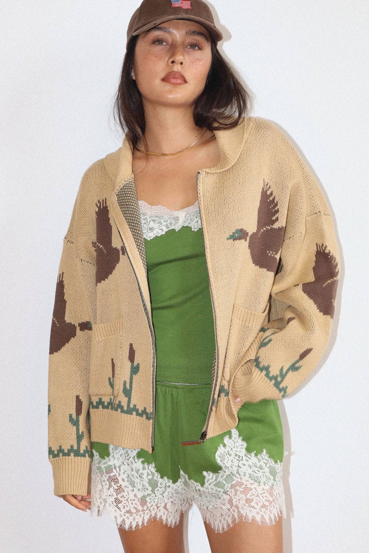 Duck Knit Zip Cardigan
