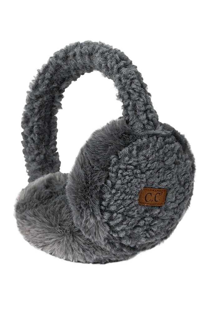 Faux Fur Sherpa Earmuffs: Gray