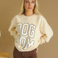 Charlie Southern Classic Latte Dog Mom Corded Crew