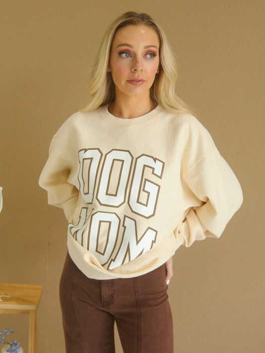 Charlie Southern Classic Latte Dog Mom Corded Crew