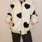 Brunette The Label All Over Heart Sherpa Jacket