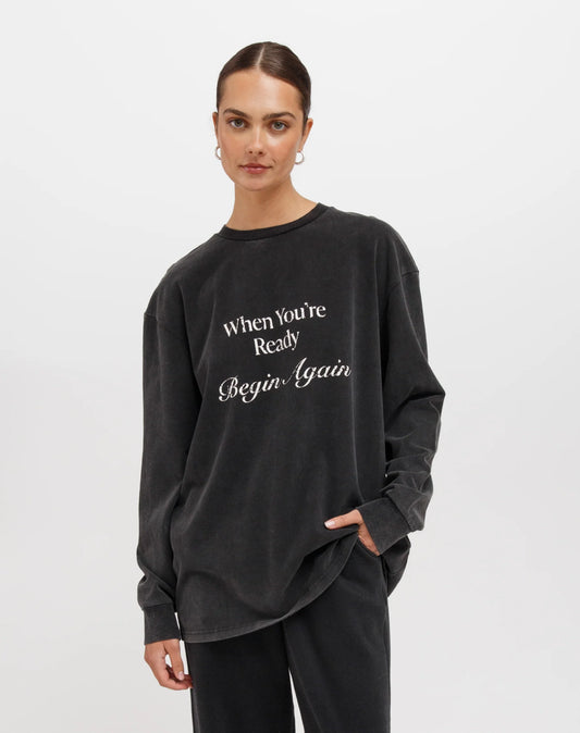 Brunette The Label Begin Again Boxy Long Sleeve Tee