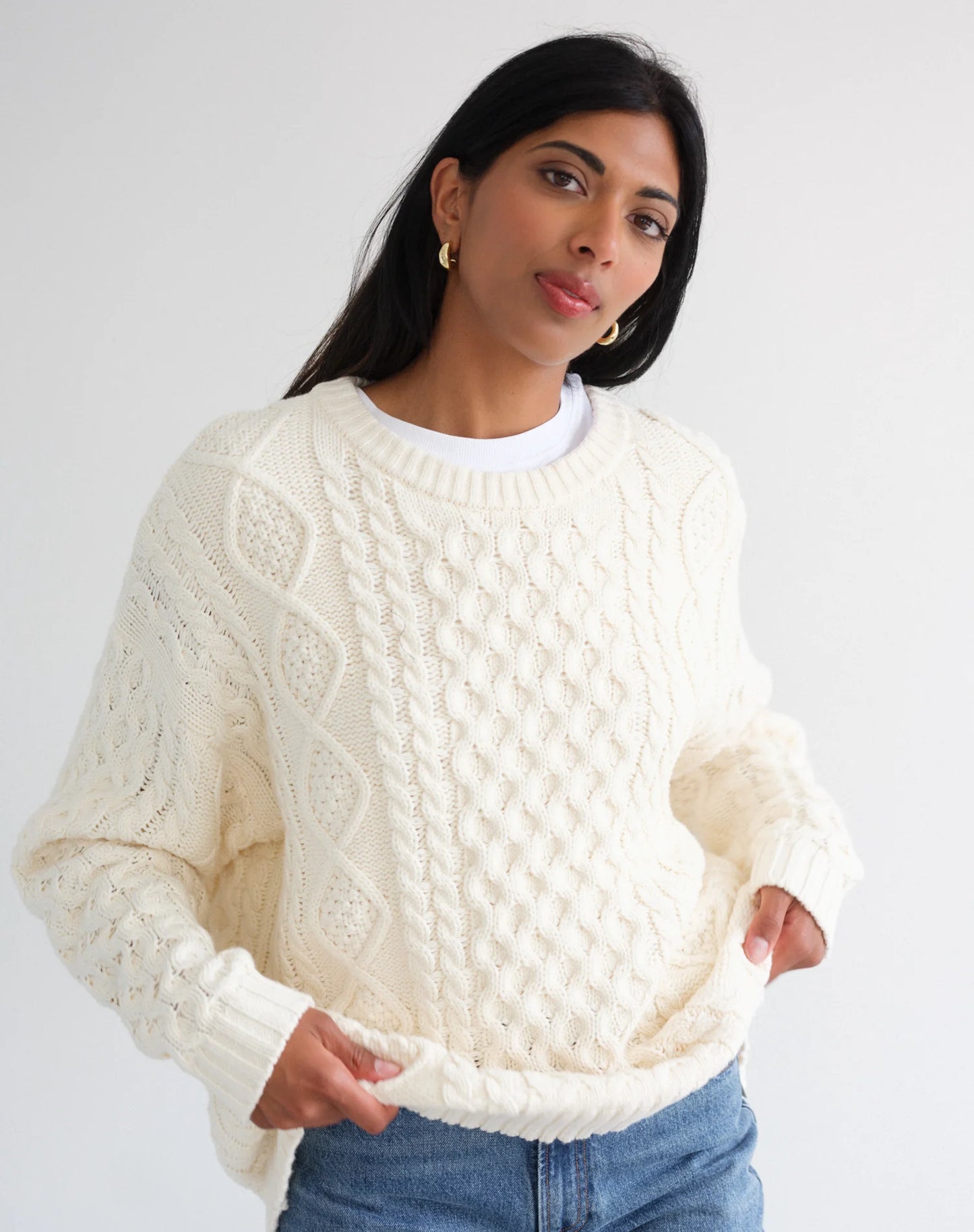 Brunette The Label Irish Cable Knit Sweater
