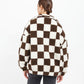 Brunette The Label Chocolate Brown Checkerboard Sherpa Jacket