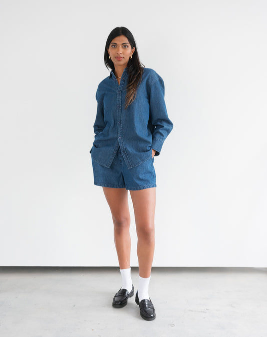 Brunette The Label Dark Denim Button Up Shirt