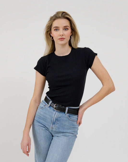 Brunette The Label Ribbed Fitted Tee