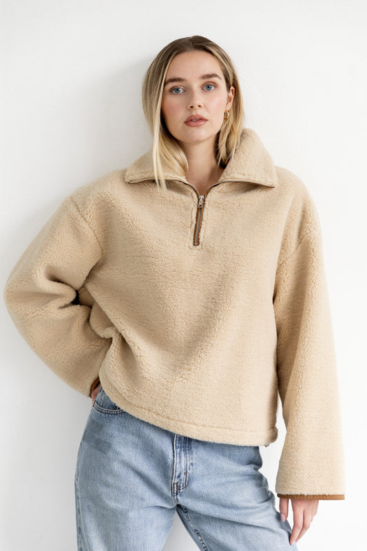 Brunette The Label Half Zip Sherpa