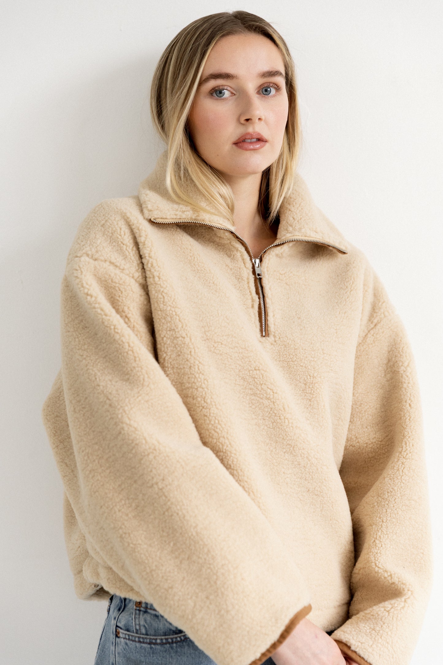 Brunette The Label Half Zip Sherpa